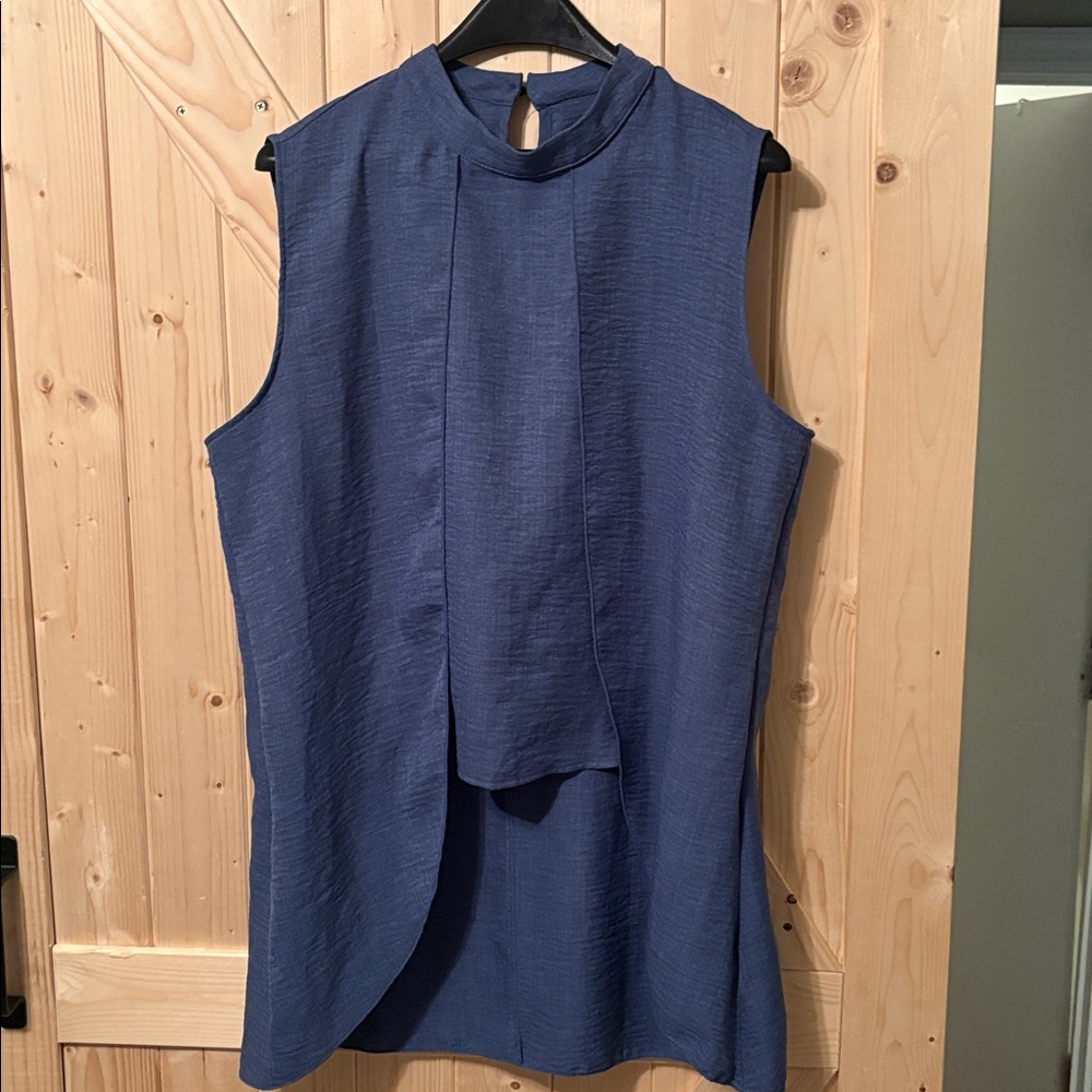 XL/Sz12 Shein Blue High Low Sleeveless Blouse Tunic Top Super cute top